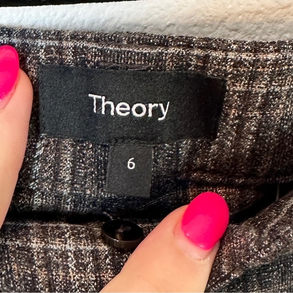 Theory Plaid Straight Leg Pants - Black and Gray - Picture 7 of 8